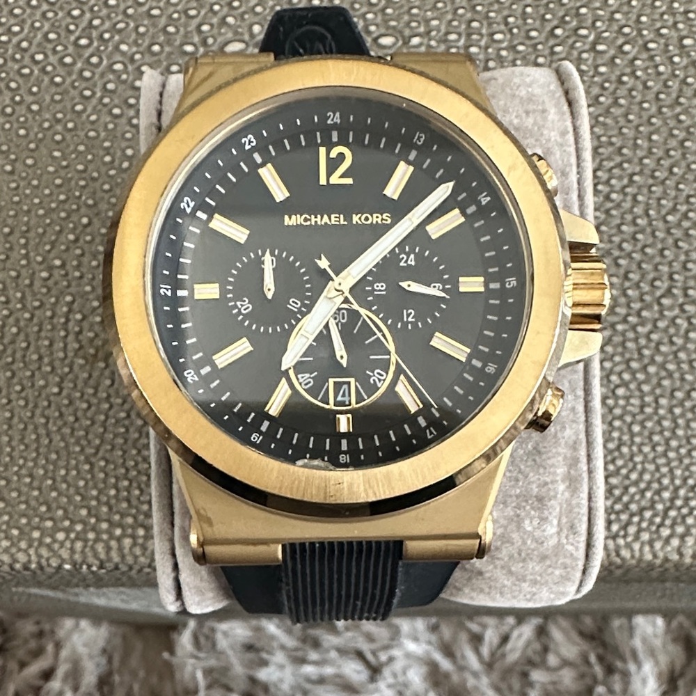 Michael Kors Black and Gold Chronograph Watch
